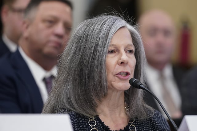 FILE - Kathleen Sgamma, President, Western Energy Alliance, speaks during a House Committee on Natural Resources hearing on America's Energy and Mineral potential, Feb. 8, 2023, on Capitol Hill in Washington. (AP Photo/Mariam Zuhaib, File)