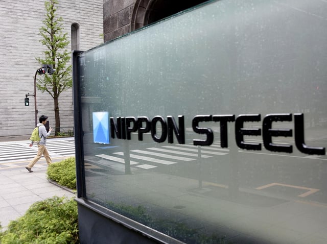 The logo of Nippon Steel Corporation is displayed at the company headquarters in Tokyo,  Japan in this photo taken by Kyodo May 1, 2019.  Mandatory credit Kyodo/via REUTERS/File Photo