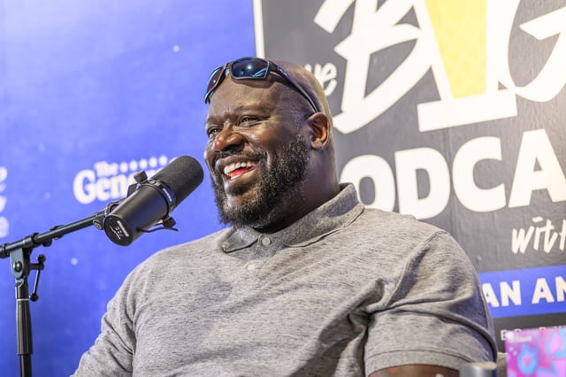 Shaquille O&#39;Neal attends the Shaquille O&#39;Neal Big Pod Event at Home Room San Antonio on April 05, 2025 in San Antonio, Texas.