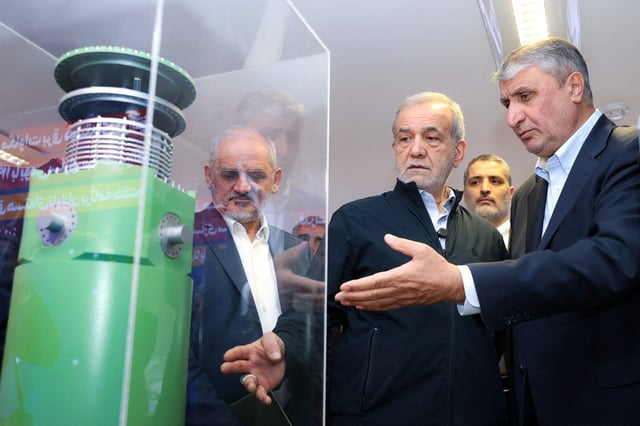 Iran's President Masoud Pezeshkian visits Iran's nuclear achievements exhibition in Tehran, Iran April 9, 2025. Iran's Presidency/WANA (West Asia News Agency)/Handout via REUTERS/File Photo