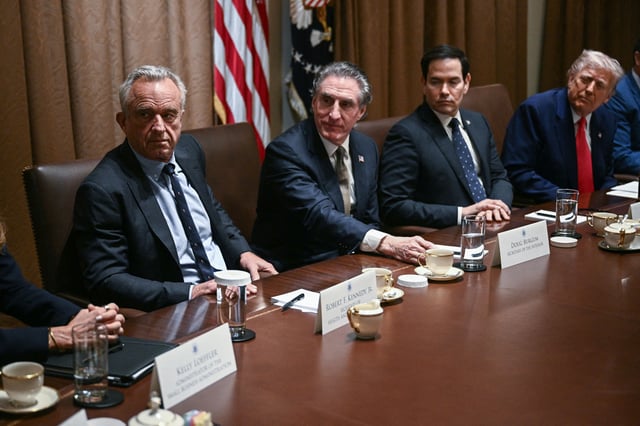 US Health and Human Services Secretary Robert F. Kennedy Jr., left, said at a Cabinet meeting on Thursday that his agency will study the causes of autism.