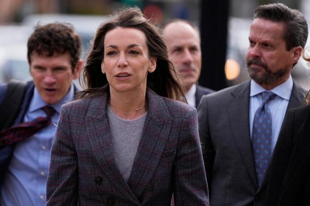 Karen Read arrives for jury selection for her trial at Norfolk County Superior Court, Tuesday, April 1, 2025, in Dedham, Mass. (AP Photo/Charles Krupa)