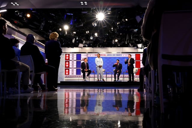 From left: Reps. Derek Tran, Jahana Hayes, Mike Lawler and Ryan Mackenzie attend a CNN Town Hall moderated by CNN’s Jake Tapper and Kaitlan Collins on Thursday, April 10, in Washington, DC.