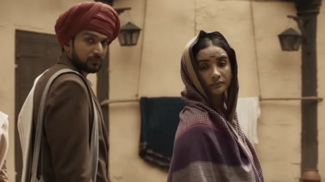 Pratik Gandhi and Patralekhaa in a still from Phule.