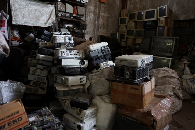 Electronic waste, or e-waste, from computers is kept at a scrap yard in Ahmedabad, India, April 9, 2025.REUTERS/Amit Dave
