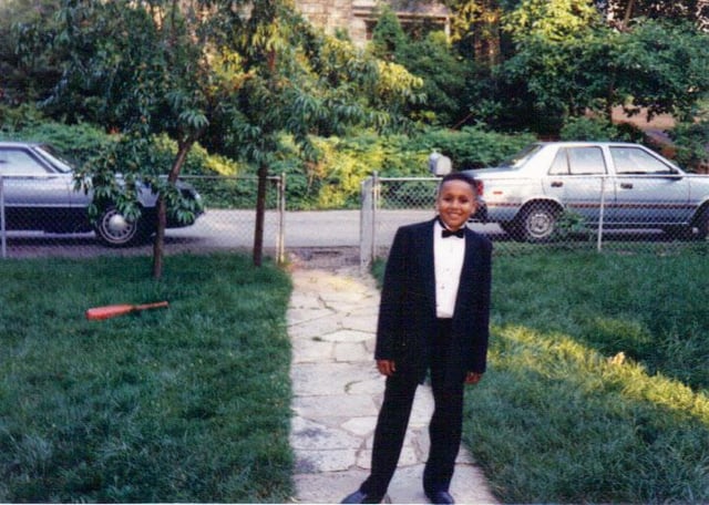 Mikal Mahdi is pictured at the age of 8 in Baltimore, Maryland in 1991.