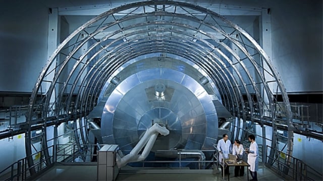 A photo of the main spectrometer of the KATRIN experiment.