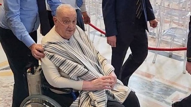 Pope Francis makes a surprise visit to St. Peter's Basilica not dressed in his usual white papal attire