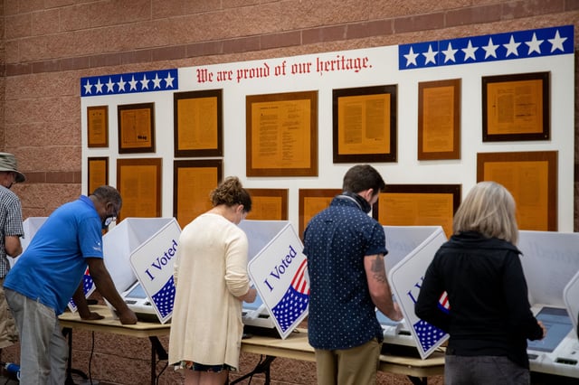 Americans cast their ballots early for the 2020 election in North Charleston, South Carolina on October 16, 2020.