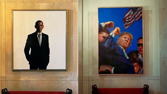 The White House has replaced Obama's portrait with Trump's iconic fist pump photo 