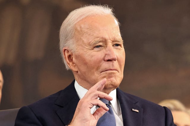 Former U.S. President Joe Biden listens as U.S. President Donald Trump speaks during inauguration ceremonies in the Rotunda of the U.S. Capitol on January 20, 2025 in Washington, DC. Donald Trump takes office for his second term as the 47th president of the United States.     Chip Somodevilla/Pool via REUTERS