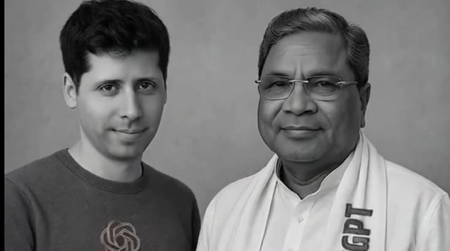 BJP shares an AI-generated image of Sam Altman and Karnataka CM Siddaramaiah. 