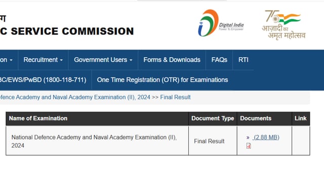 UPSC NDA NA II Final Results 2024 has been published at upsc.gov.in. Candidates can check via direct link given here. 