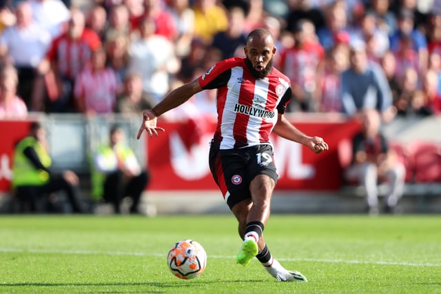 Bryan Mbeumo of Brentford scores the team&#39;s second goal during the Premier League match between Brentford FC and AFC Bournemouth at Brentford Community Stadium on September 02, 2023 in Brentford, England.