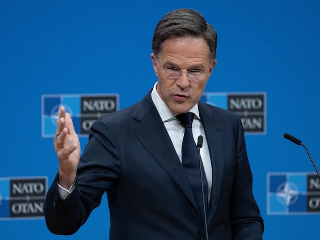BRUSSELS, BELGIUM - APRIL 04: NATO Secretary General Mark Rutte holds his closing press conference at the end of Foreign Affairs ministers' meetings at NATO headquarters on April 04, 2025 in Brussels, Belgium. NATO Foreign Ministers are gathering in Brussels for a two-day summit to discuss security priorities, including defense investment and solutions to reaching a lasting peace for Russia's war in Ukraine. The summit comes amid fresh tensions between the US and NATO allies over the policies of US President Donald Trump, including a new raft of tariffs announced on Wednesday. (Photo by Omar Havana/Getty Images)