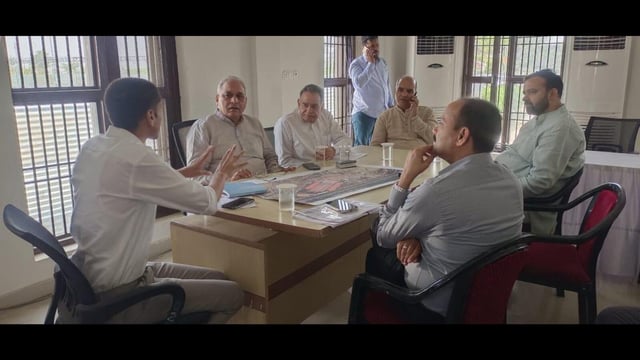 Haryana public works department minister Ranbir Gangwa on Saturday took stock of the preparations at the Hisar airport site, which would be inaugurated by the Prime Minister Narendra Modi on April 14 on the birth anniversary of Dr BR Ambedkar. (HT Photo)