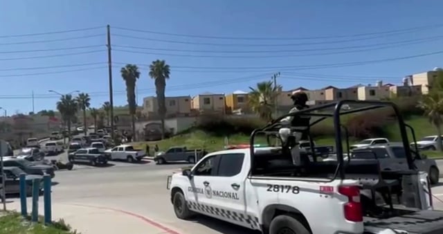 Authorities at the scene of a shootout Wednesday April 9, 2025 in Tijuana. 