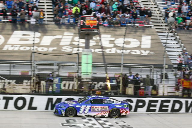 Denny Hamlin wins the Food City 500 at Bristol Motor Speedway on March 17, 2024.