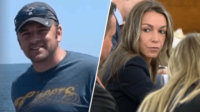 Boston Police Officer John O’Keefe, left, and Karen Read, his girlfriend who has been charged with murder in his 2022 death in Canton, Massachusetts.

