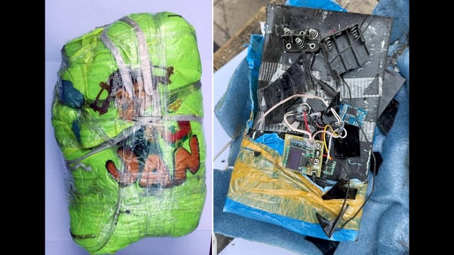 : The Counter Intelligence, Ferozepur arrests Jagga Singh and Manjinder Singh, key operatives of a terror module operated by Germany-based Gurpreet Singh aka Goldy Dhillon and seizes one 2.8 Kg IED (Improvised explosive device) containing 1.6 Kg RDX and 1 remote control, in Ferozepur on Sunday, (ANI Photo) (ANI X)