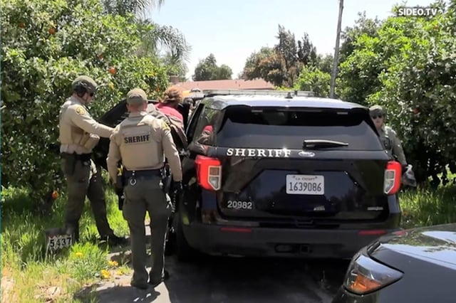 Multi City Vehicle Pursuit, ends in 5421 Rainbow Heights Road, Fallbrook.  Video still from: Sideo.tv