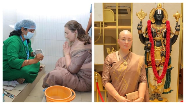 Pawan Kalyan's wife Anna offers hair at Tirumala.