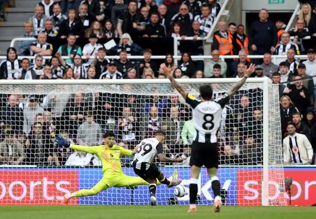 Soccer Football - Premier League - Newcastle United v Manchester United - St James' Park, Newcastle, Britain - April 13, 2025  Newcastle United's Bruno Guimaraes scores their fourth goal past Manchester United's Altay Bayindir REUTERS/Scott Heppell EDITORIAL USE ONLY. NO USE WITH UNAUTHORIZED AUDIO, VIDEO, DATA, FIXTURE LISTS, CLUB/LEAGUE LOGOS OR 'LIVE' SERVICES. ONLINE IN-MATCH USE LIMITED TO 120 IMAGES, NO VIDEO EMULATION. NO USE IN BETTING, GAMES OR SINGLE CLUB/LEAGUE/PLAYER PUBLICATIONS. PLEASE CONTACT YOUR ACCOUNT REPRESENTATIVE FOR FURTHER DETAILS..