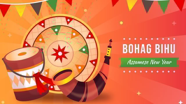 Bohag Bihu, also known as Rongali Bihu, marks the beginning of the Assamese New Year. 