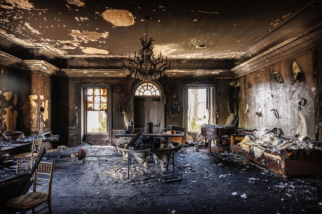 This photo released by the Commonwealth of Pennsylvania shows damage to the Pennsylvania Governor's Residence in Harrisburg, Pennsylvania, after a fire on Sunday.