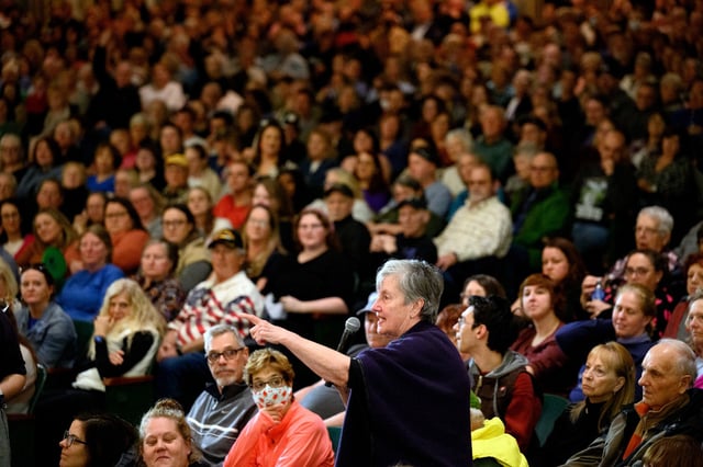 A town hall meeting with Minnesota Governor Tim Walz on April 7, 2025 in Youngstown, Ohio. 