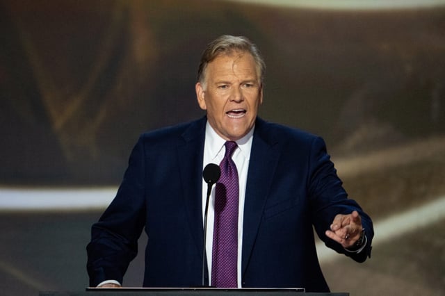 Former Rep. Mike Rogers, R-Mich., seen here at the Republican National Convention in Milwaukee last year, is running for Senate again.