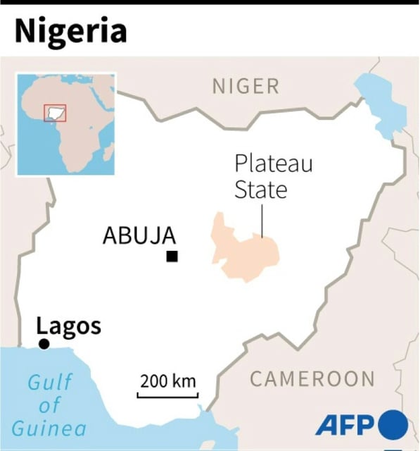 Map of Nigeria locating Plateau state, where intercommunal violence is known to flare
