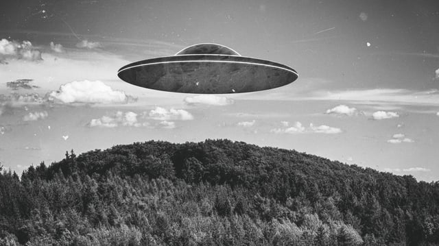 Stock photo of a flying saucer or a UFO.