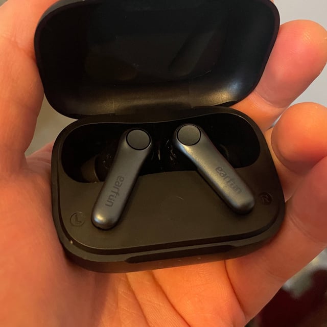 EarFun Air Pro 4 earbuds in-case and in-hand