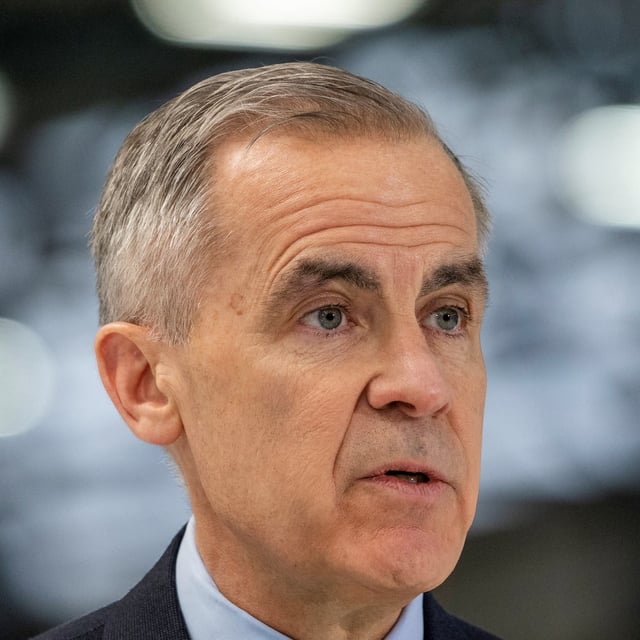 Canada's Prime Minister Mark Carney makes an announcement at Bombardier, in Dorval, Quebec, Canada April 14, 2025. REUTERS/Carlos Osorio