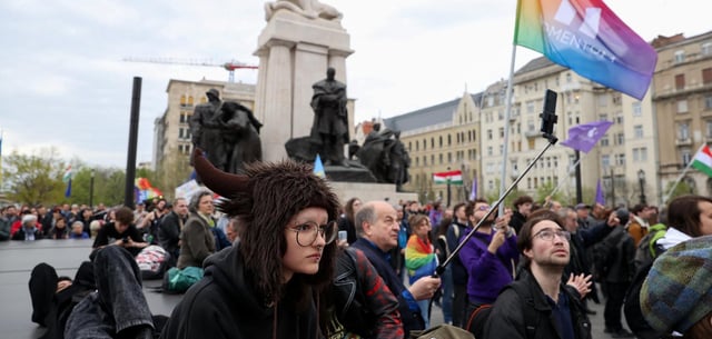 Eine Demonstration vor dem Parlament
