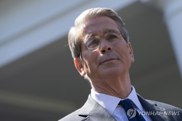 This photo, released by EPA, shows U.S. Treasury Secretary Scott Bessent outside the White House in Washington on April 9, 2025. (Pool photo) (Yonhap)