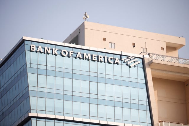 A logo of the Bank of America is seen on an office building at the Gujarat International Finance Tec-City (GIFT) at Gandhinagar, India, December 8, 2023.REUTERS/Amit Dave/File Photo