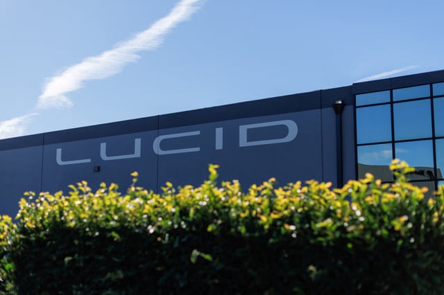 A Lucid Motors facility is pictured in Costa Mesa, California, U.S.,November 1, 2023.     REUTERS/Mike Blake/File Photo