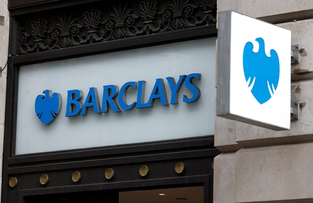 A view shows signage on a branch of Barclays Bank in London, Britain, March 17, 2023.  REUTERS/Peter Nicholls/ File Photo