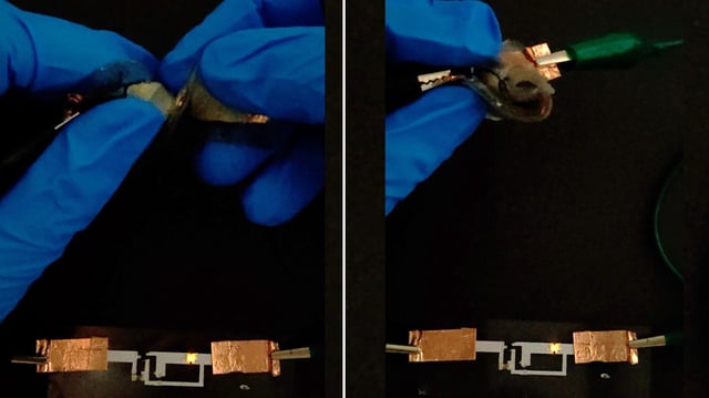 The jelly-like lithium battery being twisted and stabbed