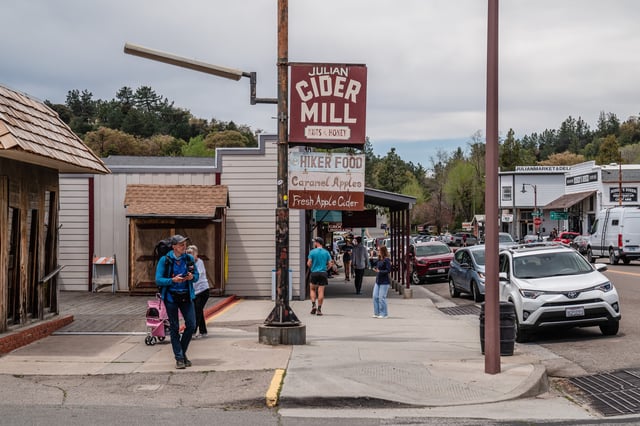 People walk around following an earthquake on April 14, 2025 in Julian, California.