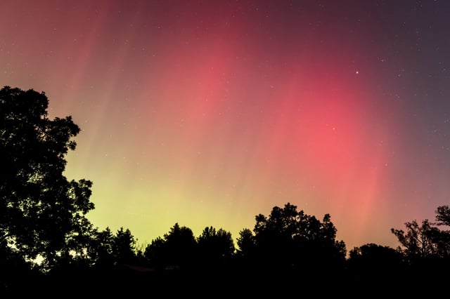 Aurora borealis, or the northern lights, are seen Thursday, Oct. 10, 2024, at F.W. Kent Park in Oxford, Iowa.