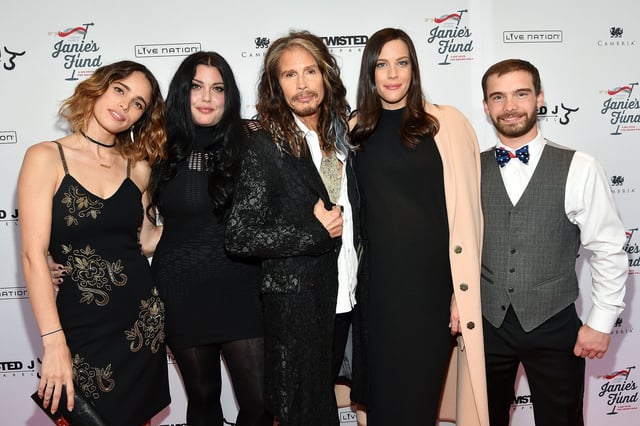 (L-R) Chelsea Tyler, Mia Tyler, Steven Tyler, Liv Tyler and Taj Tallarico attend the Steven Tyler...Out On A Limb Benefit Concert on May 02, 2016 in New York, New York.