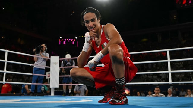 Imane Khelif, 25, who became the centre of controversy due to gender row at the Paris Games last summer, is aiming for her second gold medal. (Photo by MOHD RASFAN / AFP)