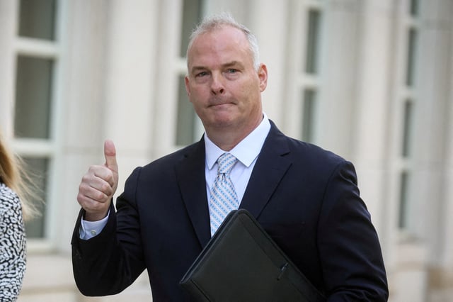 Michael McMahon, a retired NYPD sergeant working as a private investigator, arrives for the start of his trial on charges related to a global repatriation campaign by Chinese law enforcement known as ‘Operation Fox Hunt,’ at Brooklyn federal court in Brooklyn, New York, U.S., May 31, 2023. REUTERS/Brendan McDermid/File Photo