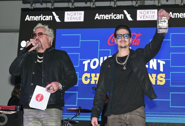 Guy Fieri and son Hunter attend the Tournament of Champions during the 2025 South Beach Wine and Food Festival. 