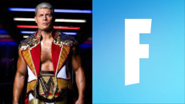 A screenshot featuring Cody Rhodes and the Fortnite logo.