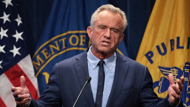 Health and Human Services Secretary Robert F. Kennedy Jr. during a news conference at the Department of Health and Human Services in Washington, D.C., on Wednesday. Photo: Alex Wong/Getty Images