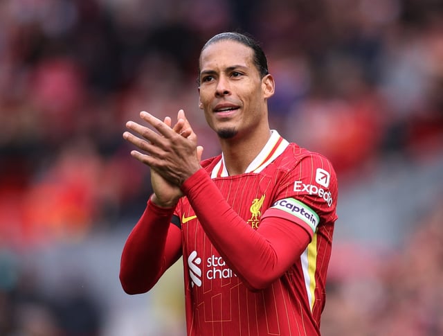 Soccer Football - Premier League - Liverpool v West Ham United - Anfield, Liverpool, Britain - April 13, 2025 Liverpool's Virgil van Dijk celebrates after the match REUTERS/David Klein/ File Photo